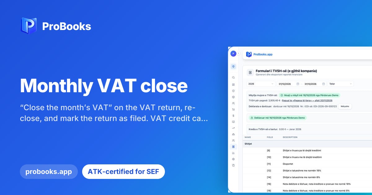 Monthly VAT close