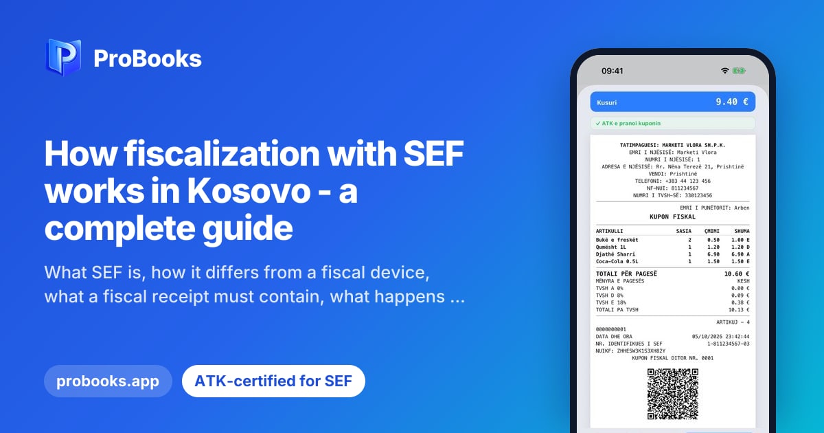 Fiscal receipt issued by ProBooks SEF and accepted by ATK
