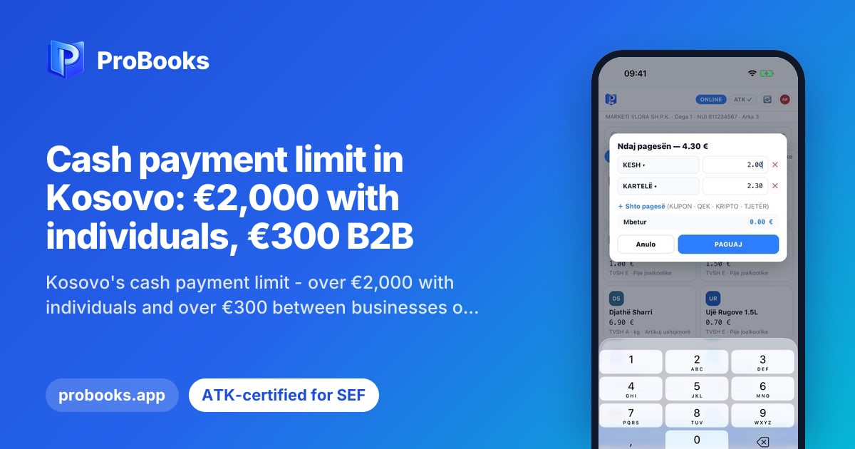Split payment in ProBooks SEF Mobile on iPhone, with cash, card and bank transfer