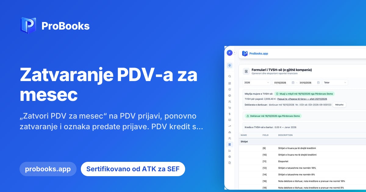 Zatvaranje PDV-a za mesec