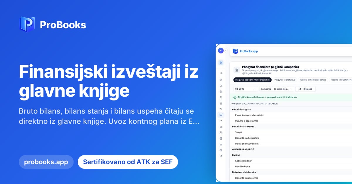 Finansijski izveštaji iz glavne knjige