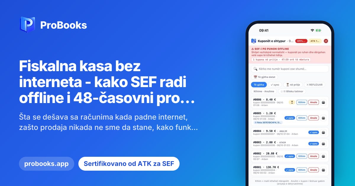 Lista računa na čekanju dok kasa radi offline
