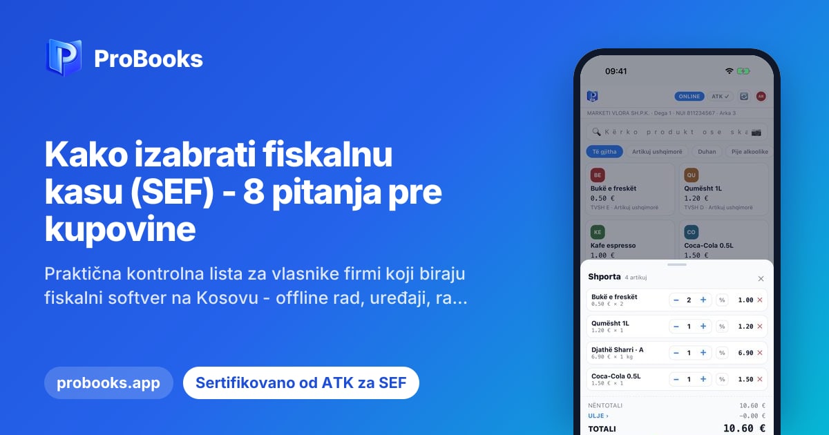 ProBooks SEF na iPhone-u - korpa sa artiklima