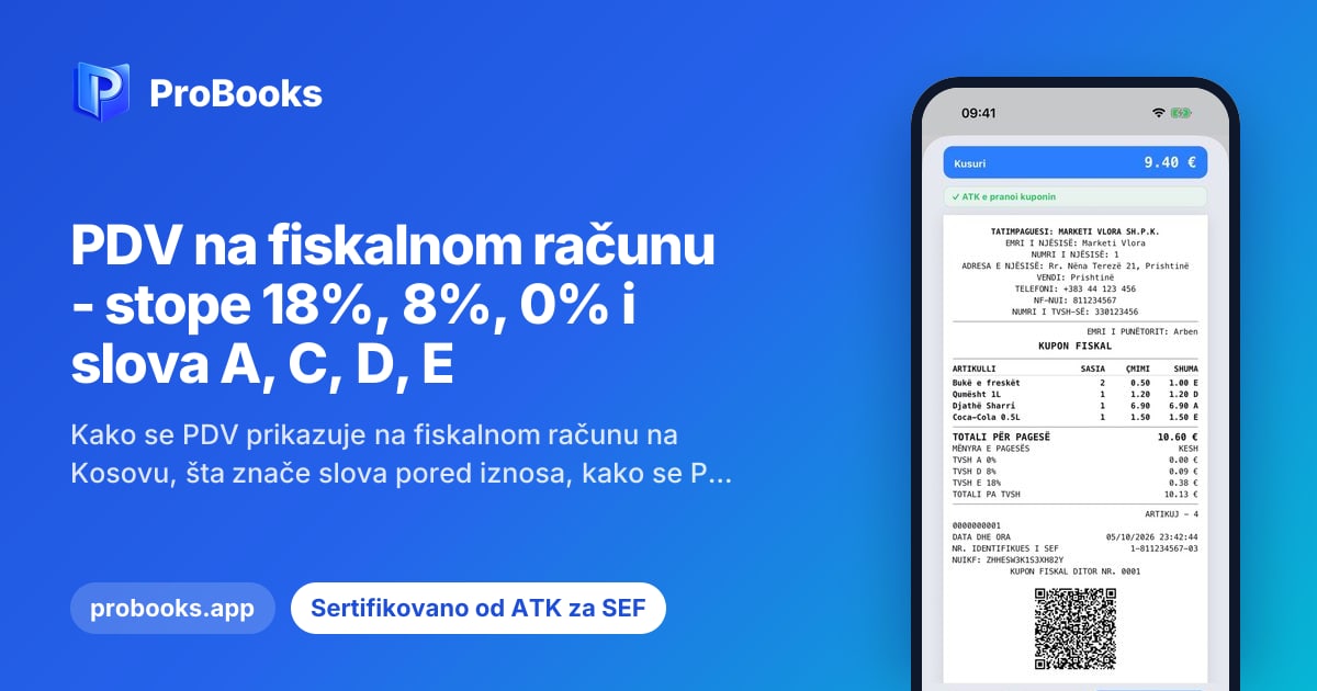 Fiskalni račun sa artiklima po više PDV stopa