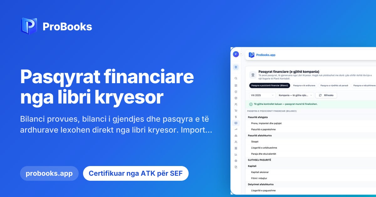 Pasqyrat financiare nga libri kryesor