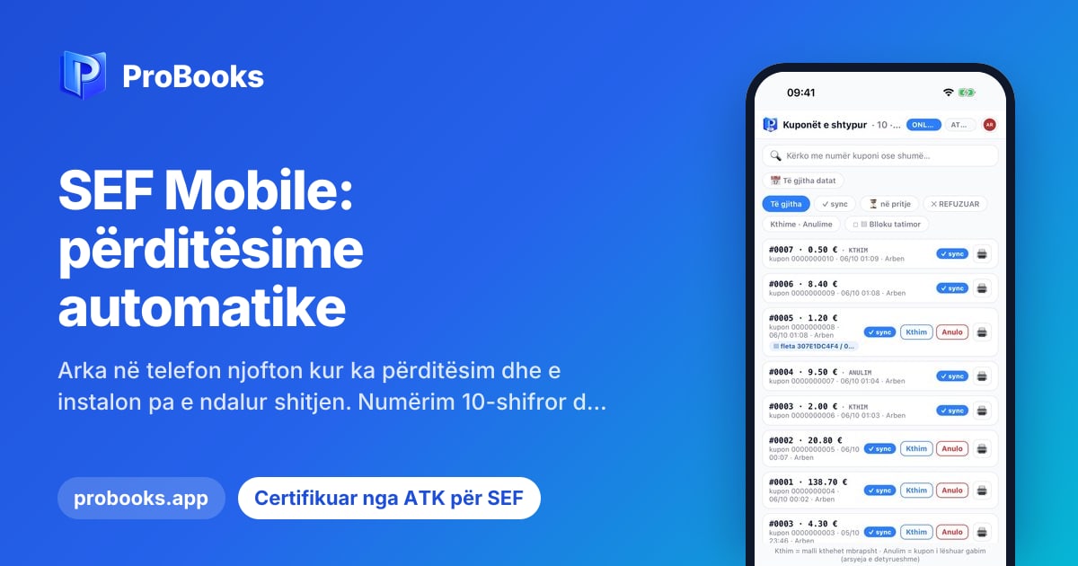 Kuponët sinkronizohen pas rikthimit të lidhjes në SEF Mobile