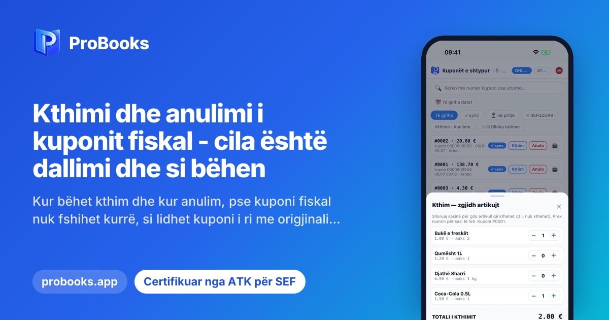 Zgjedhja e artikujve për kthim nga kuponi origjinal