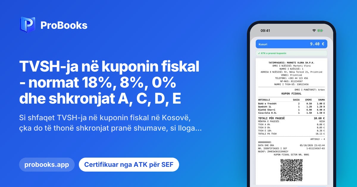 Kupon fiskal me artikuj në disa norma të TVSH-së