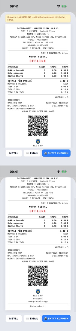 Kupon fiskal i lëshuar offline